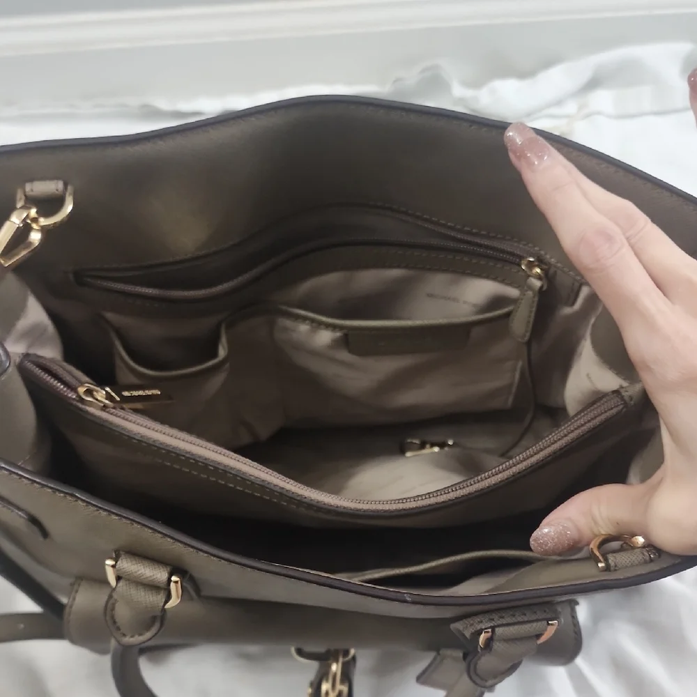 Michael Kors Large Emma Dune Satchel with Gold Chain Strap & Dust Bag